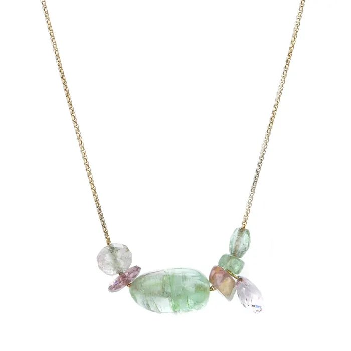 Necklaces Mallary Marks Pink and Green Collage Necklace