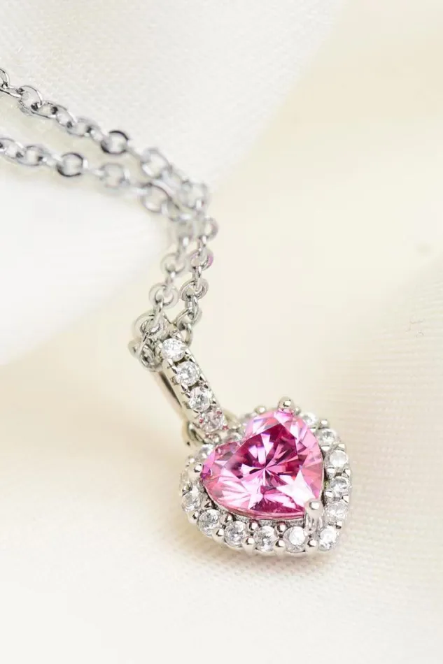 Necklaces Trendsi 1 Carat Moissanite Heart Pendant Necklace