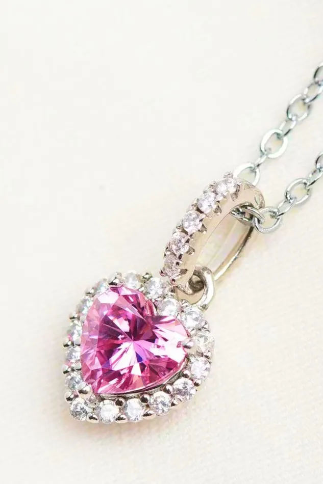 Necklaces Trendsi 1 Carat Moissanite Heart Pendant Necklace