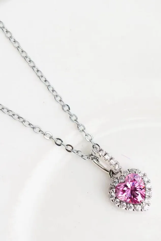Necklaces Trendsi 1 Carat Moissanite Heart Pendant Necklace