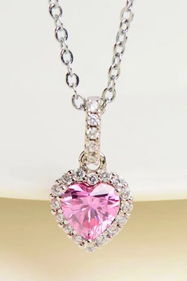 Necklaces Trendsi 1 Carat Moissanite Heart Pendant Necklace