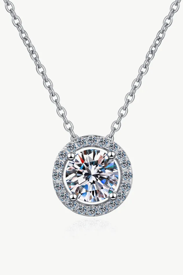 Necklaces Trendsi 1 Carat Moissanite Round Pendant Chain Necklace