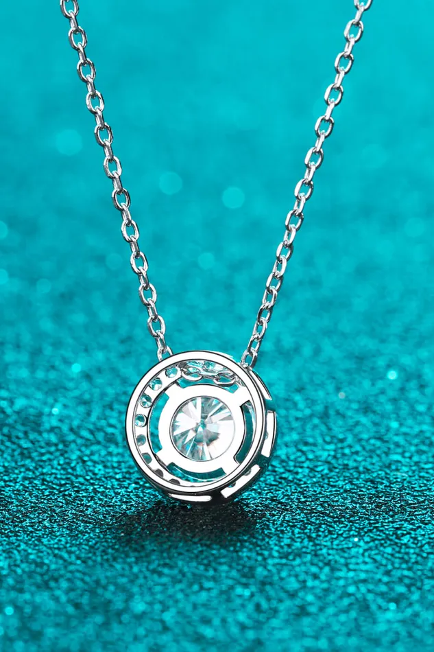 Necklaces Trendsi 1 Carat Moissanite Round Pendant Chain Necklace