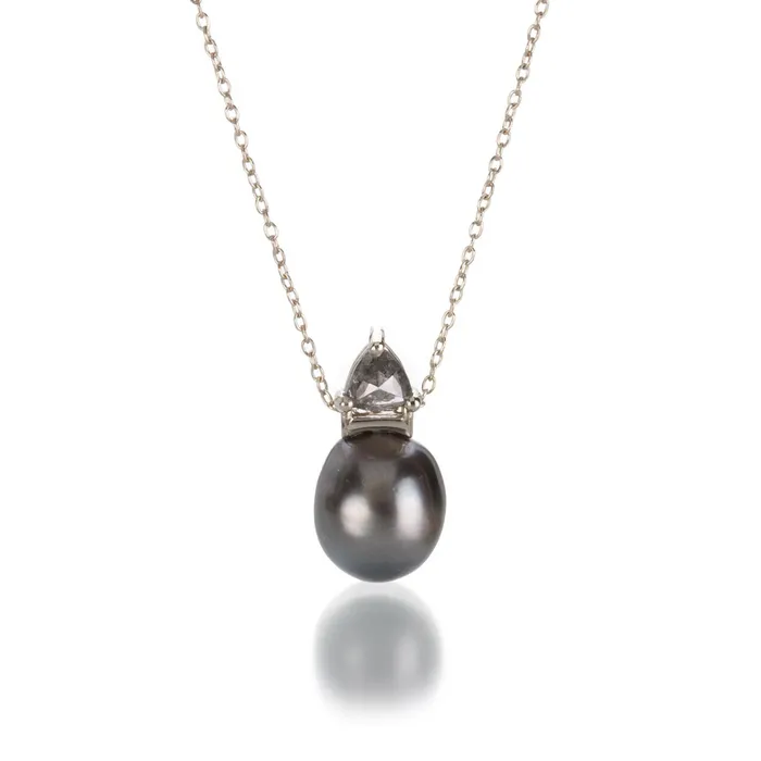 Nicole Landaw Necklaces Pearl and Diamond Pendant