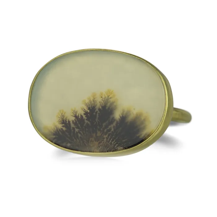 Oval Horizontal Dendritic Agate Ring Gabriella Kiss Rings