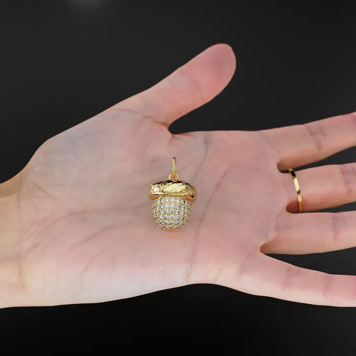 PreStyled Sets Acorn Solid Gold 18k Diamond Pendant Luxury Designer Gold Jewelry Gold Gemstone Charm Solid Gold Pendant Gift for her Jalvi Co PreStyled Sets Acorn Solid Gold 18k Diamond Pendant Luxury Designer Gold Jewelry Gold Gemstone Charm Solid Gold Pendant Gift for her Jalvi Co