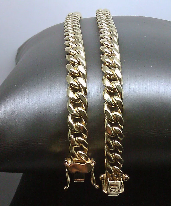Real 10k Gold Miami cuban Link Chain 55 to 6mm Necklace 22 inch Box Lock Link globalwatches10 Necklaces