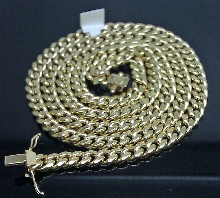Real 10k Gold Miami cuban Link Chain 55 to 6mm Necklace 22 inch Box Lock Link globalwatches10 Necklaces