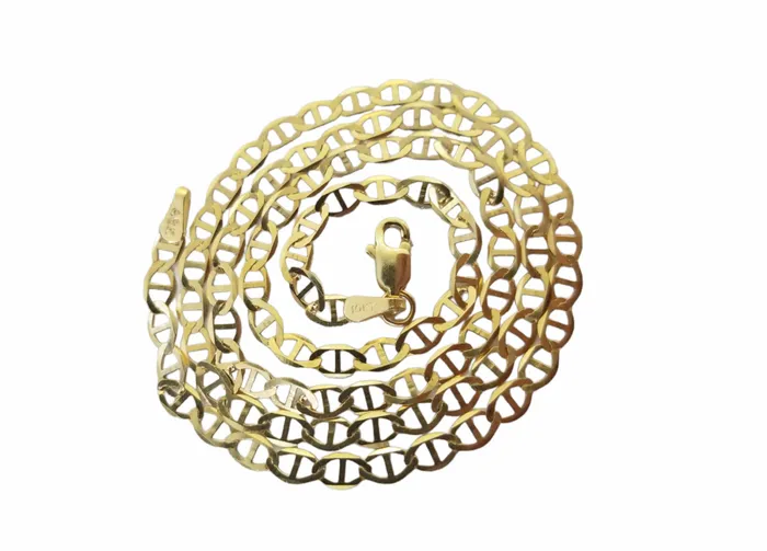Real 10k Yellow Gold Mariner Anchor Link Chain 3mm Necklace 20 Inch Gold and Diamond Necklaces