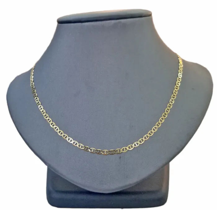 Real 10k Yellow Gold Mariner Anchor Link Chain 3mm Necklace 20 Inch Gold and Diamond Necklaces