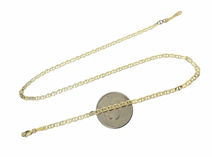 Real 10k Yellow Gold Mariner Anchor Link Chain 3mm Necklace 20 Inch Gold and Diamond Necklaces