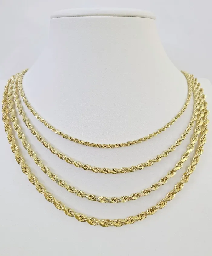 Real 14k Gold Rope Chain Necklace 3mm6mm 2026 Inch Men Women Yellow 14kt Gold and Diamond Necklaces Real 14k Gold Rope Chain Necklace 3mm6mm 2026 Inch Men Women Yellow 14kt Gold and Diamond Necklaces