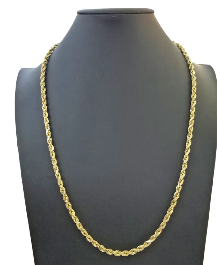 Real 14k Gold Rope Chain Necklace 3mm6mm 2026 Inch Men Women Yellow 14kt Gold and Diamond Necklaces