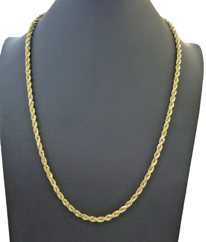 Real 14k Gold Rope Chain Necklace 3mm6mm 2026 Inch Men Women Yellow 14kt Gold and Diamond Necklaces