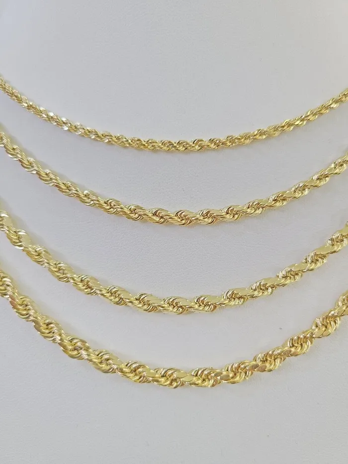 Real 14k Gold Rope Chain Necklace 3mm6mm 2026 Inch Men Women Yellow 14kt Gold and Diamond Necklaces