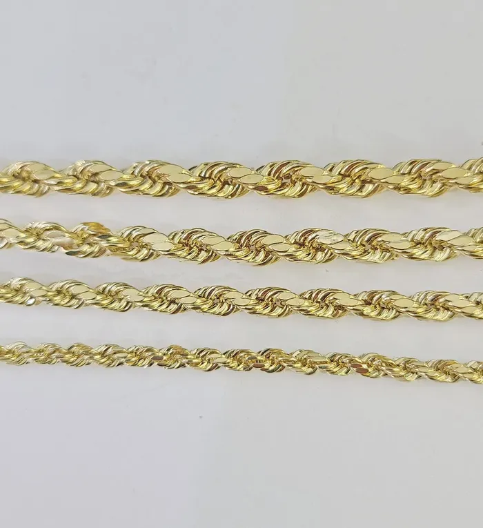 Real 14k Gold Rope Chain Necklace 3mm6mm 2026 Inch Men Women Yellow 14kt Gold and Diamond Necklaces