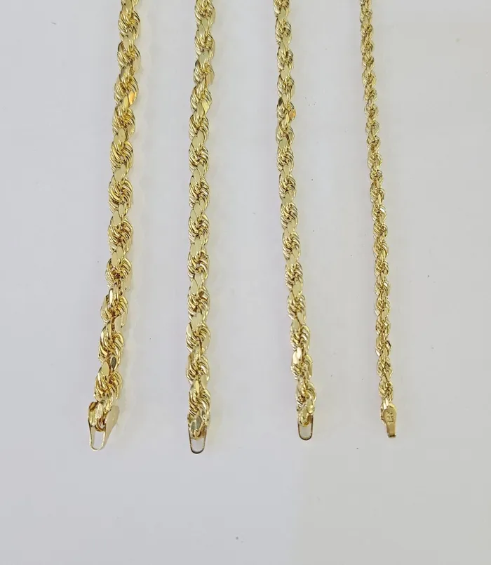Real 14k Gold Rope Chain Necklace 3mm6mm 2026 Inch Men Women Yellow 14kt Gold and Diamond Necklaces