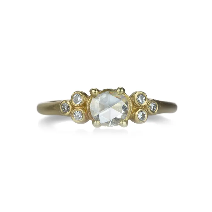 Rings 14k Rose Cut Diamond Ring with Six Accent Diamonds Victoria Cunningham