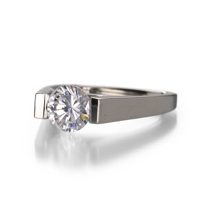 Rings Edward Burrowes Tapered 18k White Gold Engagement Ring