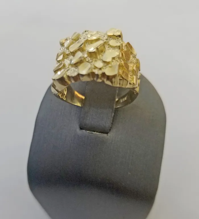 Rings Globalwatches10 10k Real Yellow Gold Nugget Casual Ring Men Sizable Band 10k Gold MenWomen