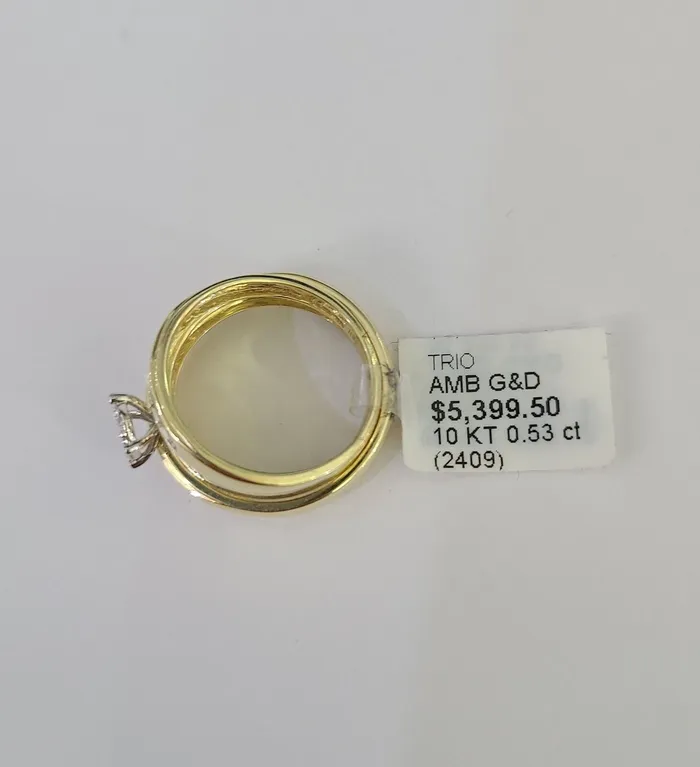 Rings Globalwatches10 REAL 10k Diamond Ring Ladies Men Trio SET Wedding Engagement Genuine Yellow Gold