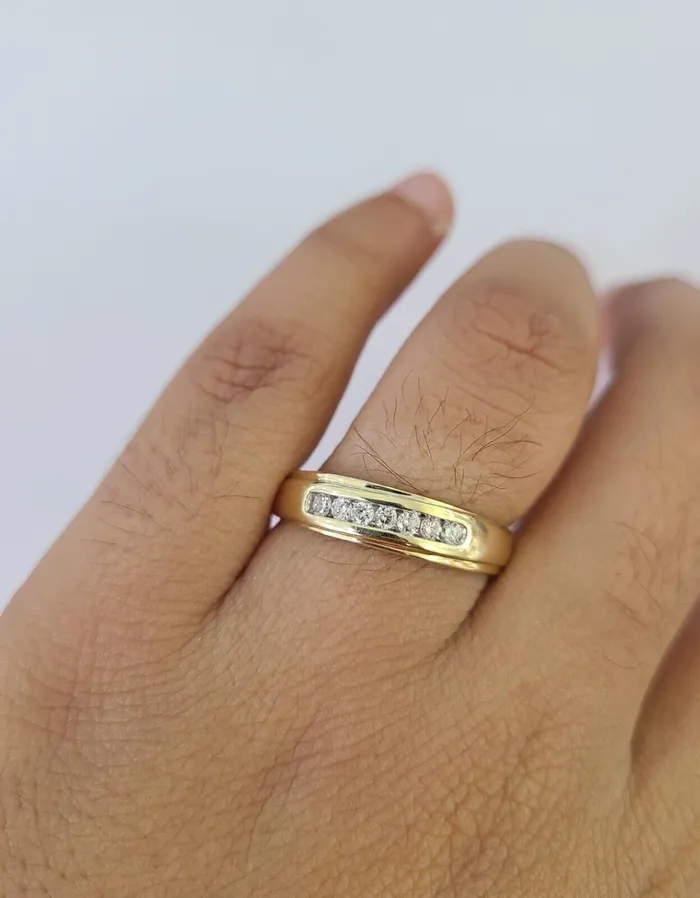 Rings Globalwatches10 REAL 10k Diamond Ring Ladies Men Trio SET Wedding Engagement Genuine Yellow Gold