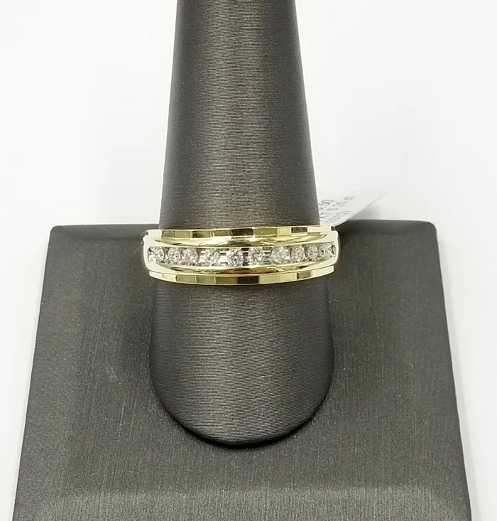 Rings Gold and Diamond 10K Yellow Gold Diamond WeddingEngagement Band Diamond Cut Ring Mens Rings Gold and Diamond 10K Yellow Gold Diamond WeddingEngagement Band Diamond Cut Ring Mens