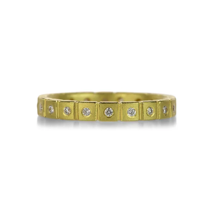Rings Squared Band with Diamonds Barbara Heinrich