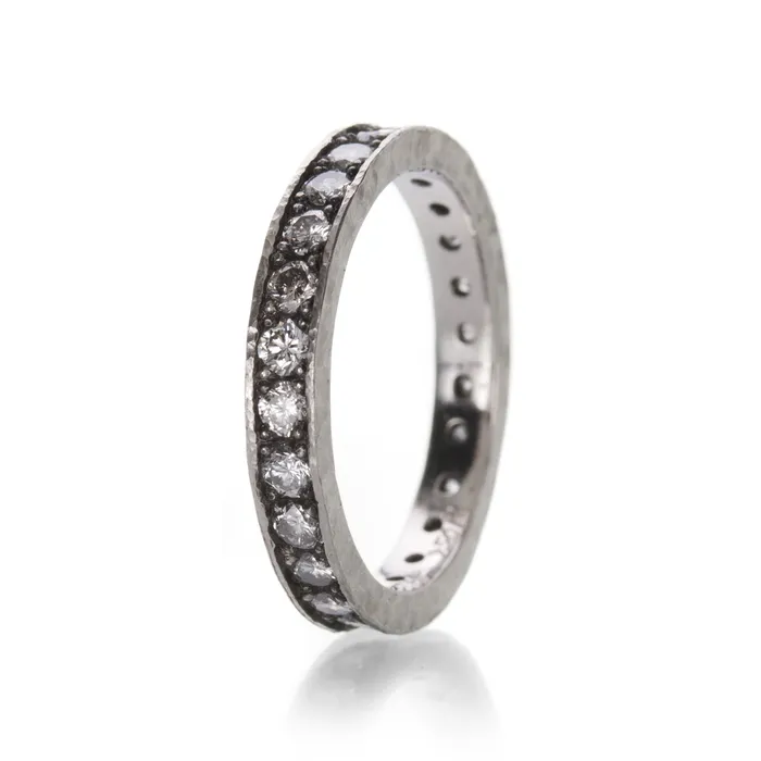 Rings Todd Pownell Palladium Diamond Band with Darkened Center