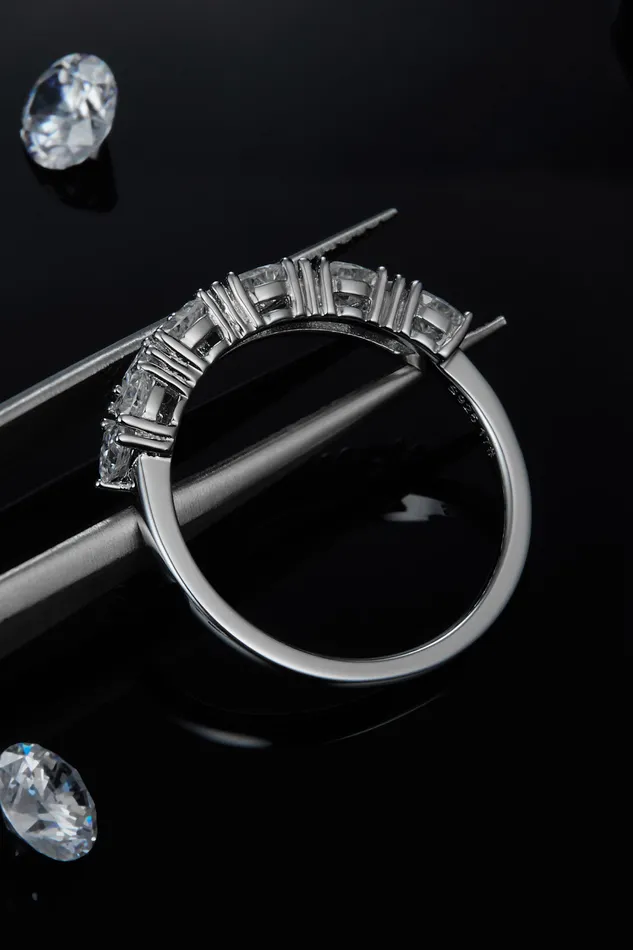 Rings Trendsi 1 Carat Moissanite 925 Sterling Silver HalfEternity Ring