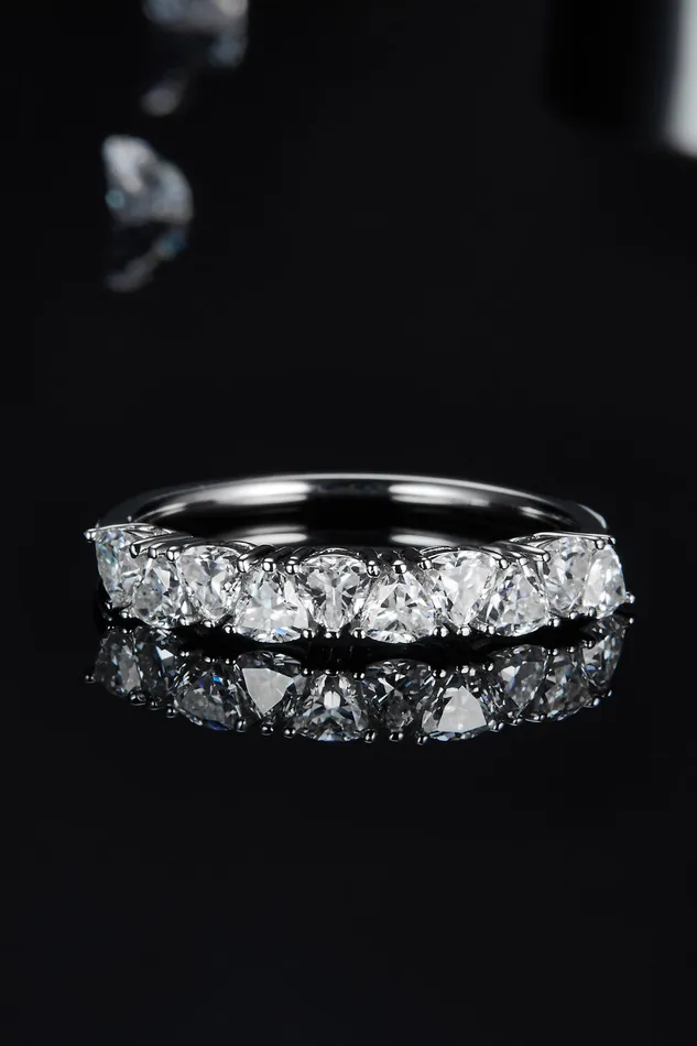 Rings Trendsi 1 Carat Moissanite 925 Sterling Silver HalfEternity Ring