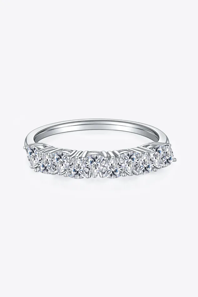 Rings Trendsi 1 Carat Moissanite 925 Sterling Silver HalfEternity Ring