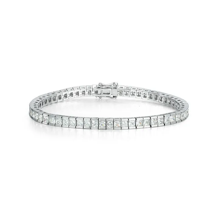 S925 Silver CZ Princess Cut Diamond Tennis Bracelet 3mm HaiFengGeErShi Bracelets S925 Silver CZ Princess Cut Diamond Tennis Bracelet 3mm HaiFengGeErShi Bracelets