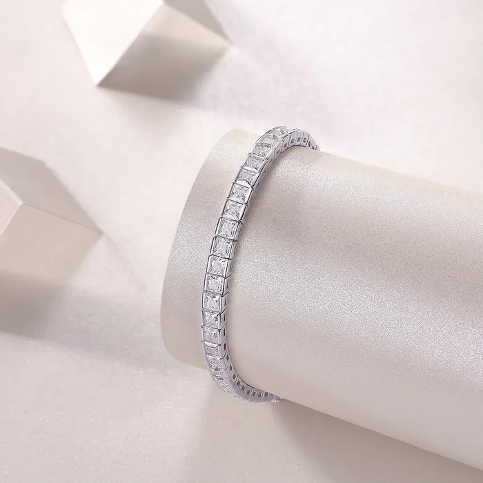 S925 Silver CZ Princess Cut Diamond Tennis Bracelet 3mm HaiFengGeErShi Bracelets