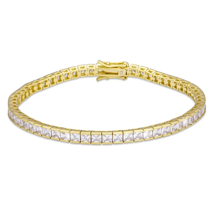 S925 Silver CZ Princess Cut Diamond Tennis Bracelet 3mm HaiFengGeErShi Bracelets