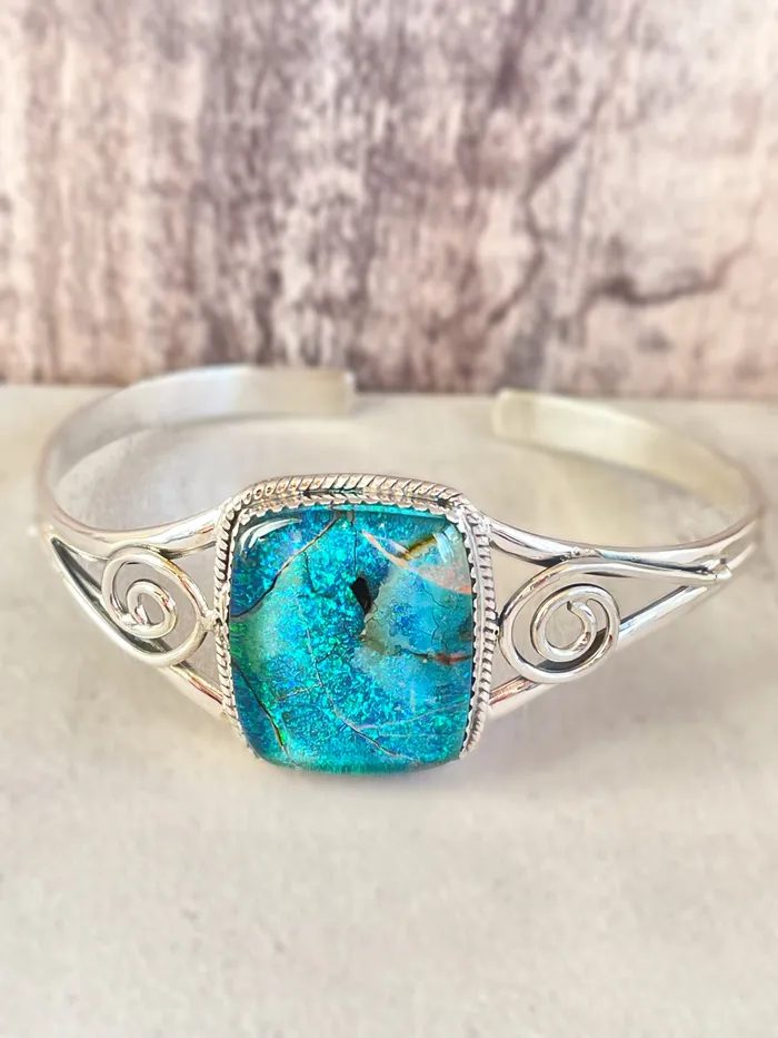 SophiaRene Boutique Bracelets Sterling Silver Sterling Opal Open Cuff Bracelet