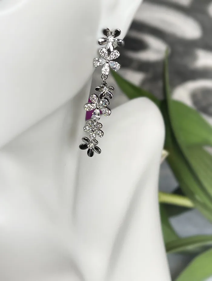 SophiaRene Boutique Earrings New Pave Multi Floral Drop Earrings
