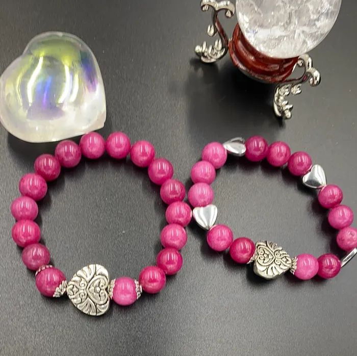 Sophiareneboutique Bracelets Cranberry Jade Heart Bracelet Set