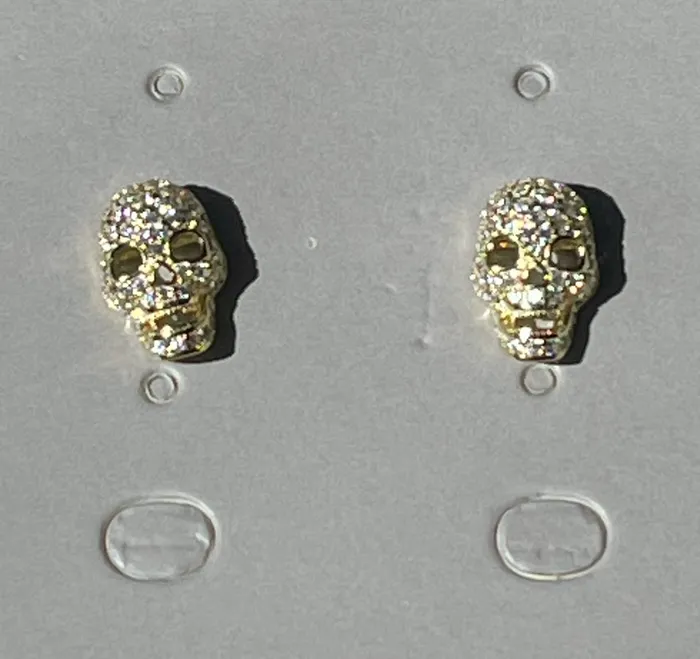 Sophiareneboutiquecom Earrings STERLING SILVER CZ SKULL STUD POST BACK EARRINGS Sophiareneboutiquecom Earrings STERLING SILVER CZ SKULL STUD POST BACK EARRINGS