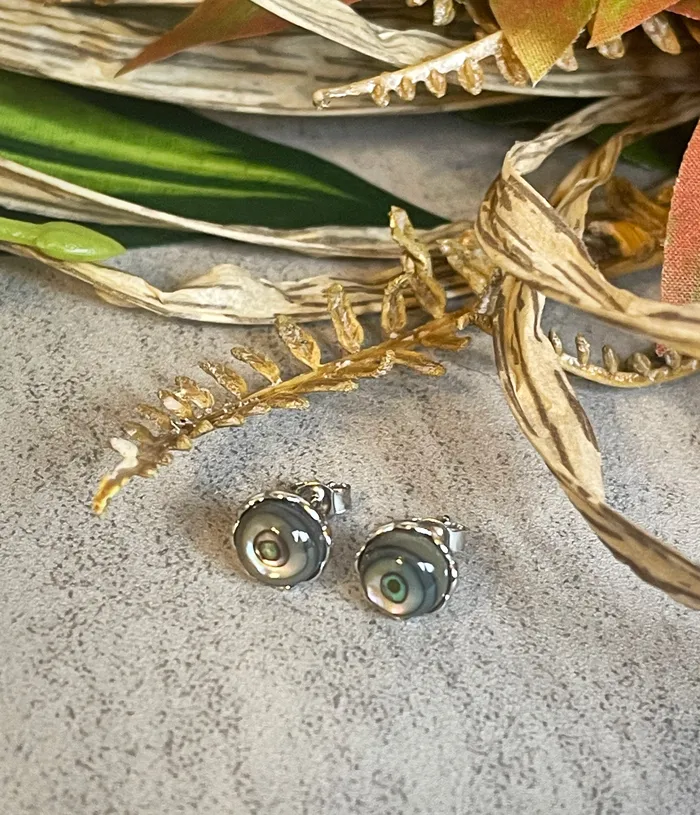 Sterling Silver Black Shell Abalone Stud Earrings SophiaRene Boutique Earrings Sterling Silver Black Shell Abalone Stud Earrings SophiaRene Boutique Earrings