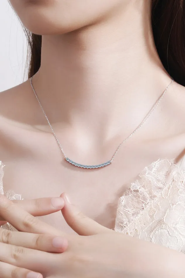Sterling Silver Curved Bar Necklace Trendsi Necklaces