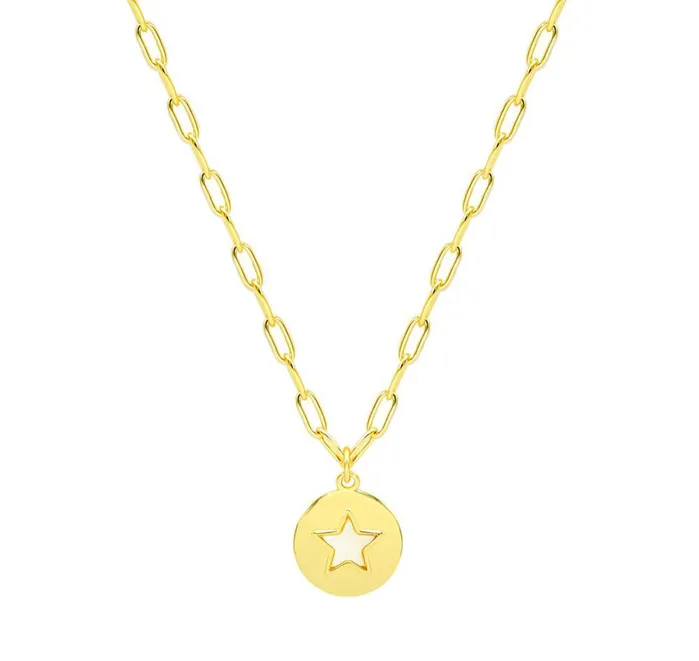 Sterling Silver Gold Dipped Star Paper Clip Necklace Sophiareneboutique Necklaces