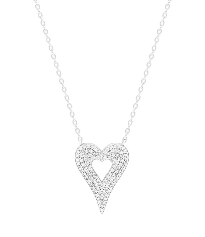 Sterling Silver Open CZ Heart Necklace Sophiareneboutique Necklaces