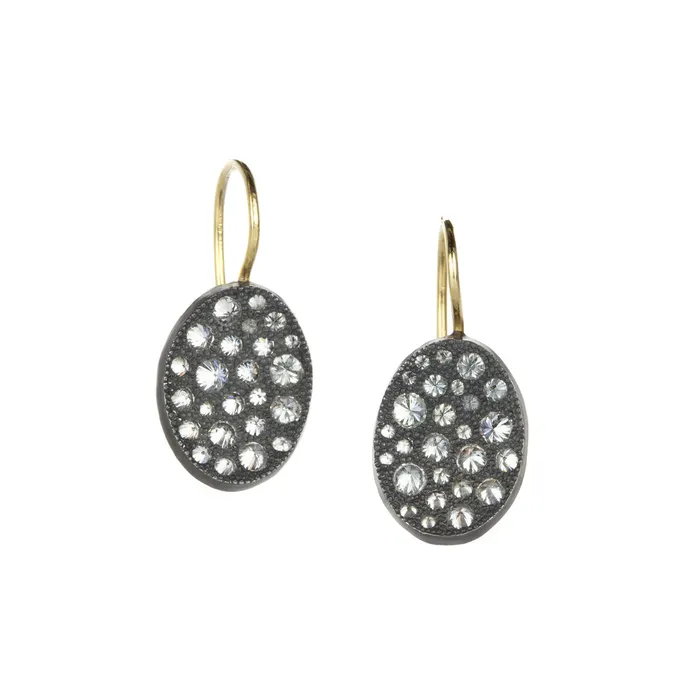 Todd Pownell Earrings Concave Oval and Diamond Earrings