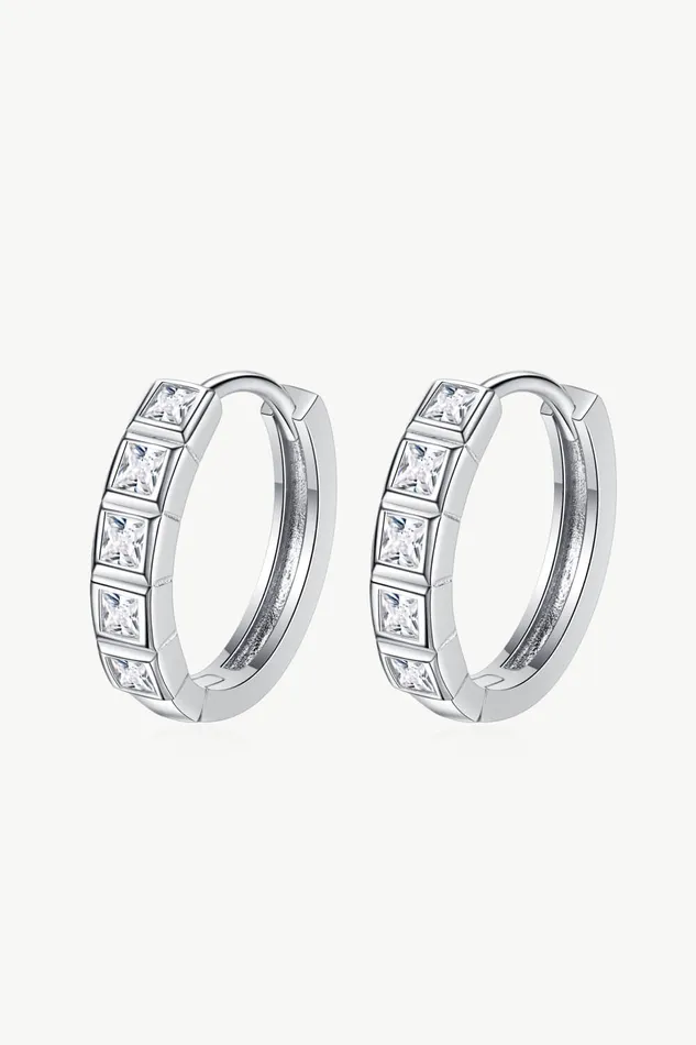 Trendsi Earrings Always Chic Sterling Silver Moissanite Huggie Earrings