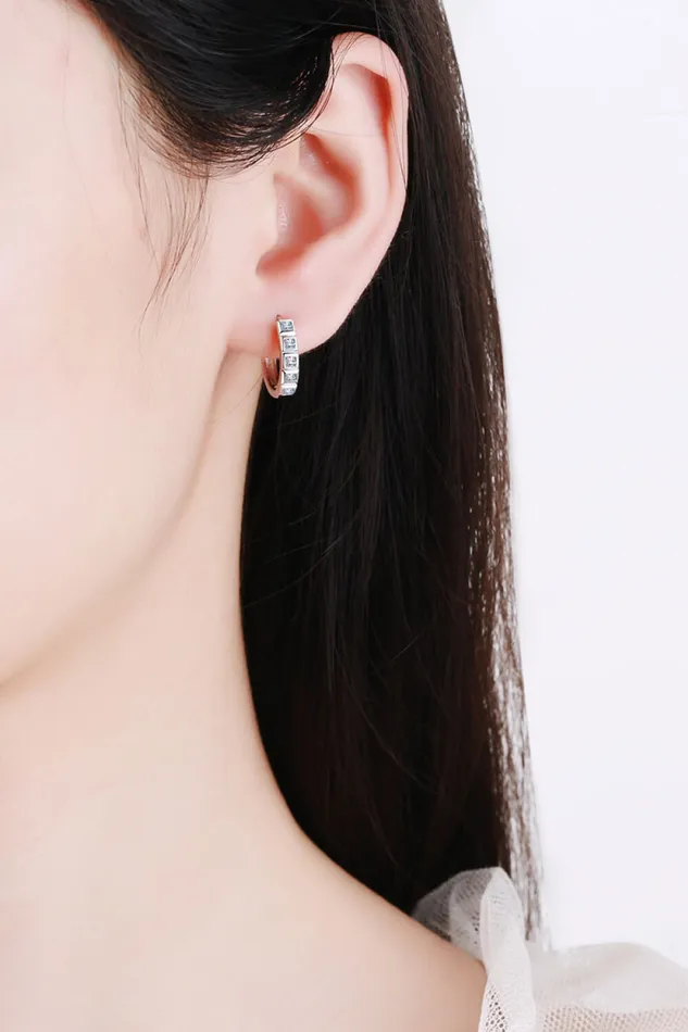 Trendsi Earrings Always Chic Sterling Silver Moissanite Huggie Earrings