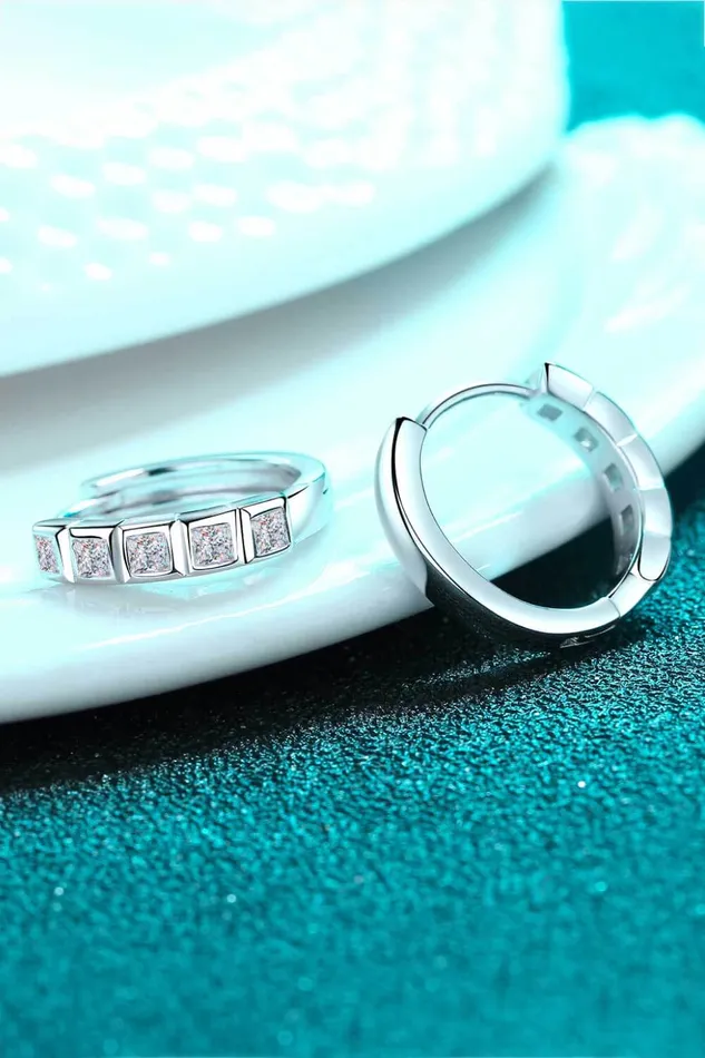 Trendsi Earrings Always Chic Sterling Silver Moissanite Huggie Earrings