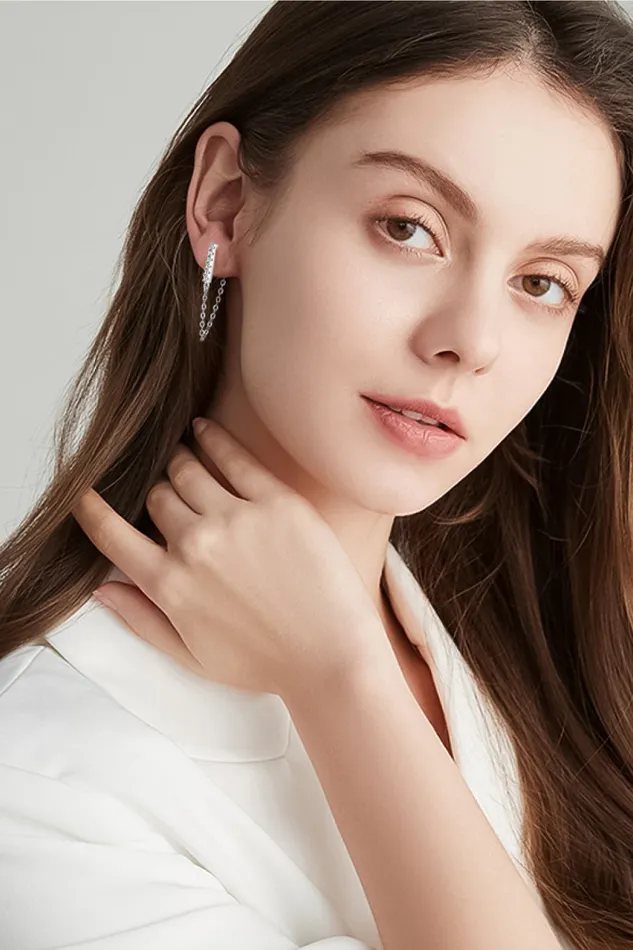 Trendsi Earrings Moissanite 925 Sterling Silver Connected Earrings