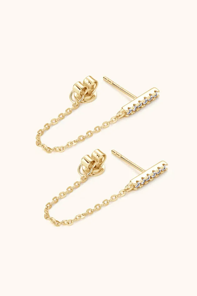 Trendsi Earrings Moissanite 925 Sterling Silver Connected Earrings