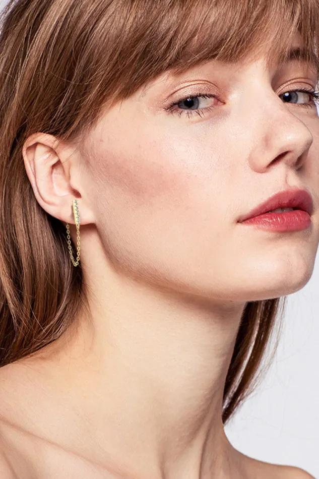 Trendsi Earrings Moissanite 925 Sterling Silver Connected Earrings